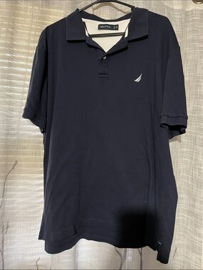 Nautica Men's Dark Blue Polo with White Sail Logo